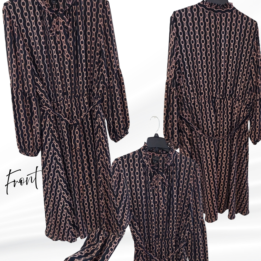 Worthington Black and Pink Chain Pattern Dress